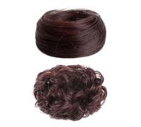 2 Piezas Anillos De Cabello Castaño Oscuro, Creatividad Y Elee, Banda De Goma Estirable, Pelucas Esponjosas Para Mujeres, Accesorios Para El Moño De Ropa.