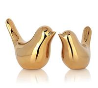 2 Piezas Animal Estatua,Pájaro de cerámica Deco Oro Sala de estar,Pájaro de cerámica Figurines Inicio Escultura Deco,Estilo Moderno para Adornos Decoración Sala de estar,Oficina,Escritorio,Armario,Oro