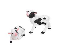 2 Piezas Animales COCHAS Figuras, Kit de Adornos de jardín en Miniatura, Estatua de Animales de Granja de jardín de Vacas, Manualidades de Escultura de Animales de Resina Adorno de jardín en