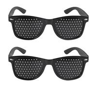 2 Piezas Anteojos Estenopeicos, Gafas Reticulares Antimiopía, Gafas Estenopeicas Antifatiga, Compacto Gafas Perforadas, Gafas de Corrección de la Visión para Leer, Mejorar la Vista Visión (Negro)