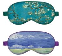 2 Piezas Antifaz de seda para dormir, antifaces de seda pura 100% natural real, antifaz para dormir, cubierta para sombra de ojos, Flores verdes y después de la tormenta