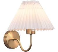2 Piezas - Aplique de Pared con Pantalla de Tela Plisada Retro, Acabado en latón Antiguo, lámpara de Pared Decorativa Compatible con Dormitorio, mesita de Noche, Sala de Estar, Pas
