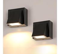 2 Piezas Aplique de Pared Exterior, Lámpara de pared Moderna, 5W 3000K Luz Blanca Cálida, Aplique LED de Pared Interior/Exterior para Salon, Dormitorio, Pasillo, Jardines y Patio