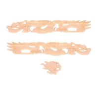 2 piezas Aplique Tallado de Madera Beige Dragón, para Muebles y puertas | Acabado sin Pintar, Estilo Chino Tradicional Vintage, para Paneles y Armarios, Decoración Festiva