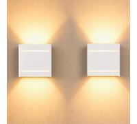 2 Piezas Apliques de Pared Interior LED Aluminio Blanco 7W 3000K Luz Cálida | JaneYi Lámpara Pequeña de Pared Iluminación Arriba y Abajo para Pasillo Dormitorio Salón Escalera