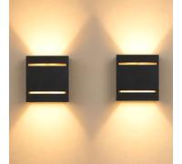 2 Piezas Apliques de Pared Interior LED Aluminio Negro 7W 3000K Luz Cálida | JaneYi Lámpara Pequeña de Pared Iluminación Arriba y Abajo para Pasillo Dormitorio Salón Escalera
