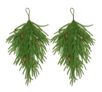 2 Piezas Artificial Christmas Teardrop Swag, 68 cm, Guirnalda de Pino Realista, Guirnalda de Pino, Corona de Lágrima para Navidad, Decoración para Puertas, Ventanas, Chimeneas y Escaleras (B)