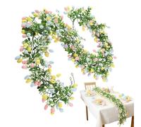 2 piezas Artificial Spring Easter Egg Garland Decorations - Realistic Greenery | Colorful Decorative Hanging Ornament for Doorway Banister Porch Pillar Dining Room and Festive Farmhouse Style A
