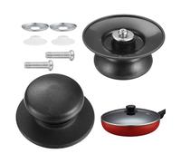 2 Piezas Asas y Pomos Universales de Repuesto, Manija para Tapa de Olla, Asa para Ollas, Mango de tapa de sartenes, Perilla para sartenes, Incluye Tornillo para instalación, 6cm, Negro, Plástico