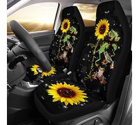 2 Piezas Auto Asiento Delantero Cojín Duradera Cubre De Asiento Delanteros Moda Fundas Asientos Delanteros Coche Universal para SUV Camión Coches Rana Divertida Eres Mi Sol Girasol