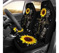 2 Piezas Auto Asiento Delantero Cojín Moda Cubre De Asiento Delanteros Transpirable Fundas Asientos Delanteros Coche Universal para Sedán Camión SUV Búho Eres Mi Sol Girasol