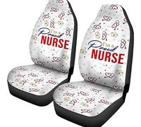 2 Piezas Auto Asiento Delantero Cojín Transpirable Cubre De Asiento Delanteros Suave Fundas Asientos Delanteros Coche Universal para Sedán Coches Camión Soy Una Enfermera Orgullosa