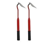 2 Piezas Azada de Mano Forjada Roja de Acero Alto Carbono | Moldeado Integral, Corte Tratado en Superficie, Uso Manual sin Energía, para Huerto, Suelo y Plantones