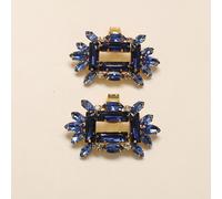2 piezas Azul Diamante de Desmontable Cuadrado Hueco Luz Lujo Premium Regalo Citas Casual Estudiante Zapato Botín Decoración Bolso Accesorio Accesorio de Ropa