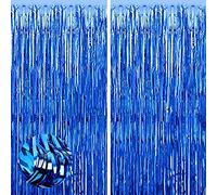 2 Piezas Azul Real Cortinas de Oropel,1m x 2m Metálica Foil Fringe Cortinas Cortina Fiesta para Fondo Decoración Pared Fiesta de Aniversario Boda Baby Shower Bautizo Niño Cumpleaños Fiest Decoración