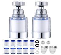 2 Piezas Bahan Filtro Agua Grifo Grifo de Filtro de Agua de 360° Accesorios Grifo Cocina con 10 Elementos de Filtros de Algodón PP, para Cocina, Baño de Casa, Lavabo