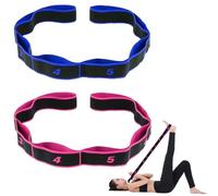 2 Piezas Banda de Estiramiento de Yoga,Correa de Estiramiento de Piernas con 8 Bucles,Yoga Stretching Band per Yoga, Pilates, Stretching, Fisioterapia,Ginnastica,Cinta de Yoga Estiramiento