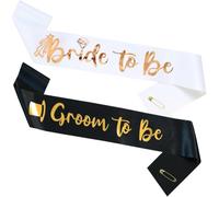 2 Piezas Banda de Novia Novio, Bride to Be Sash y Groom to Be Sash, Despedida de Soltera Accesorios para Mujer Hombre Boda, Despedida de Soltera, Fiestas Prenupcial, Regalos (Blanco & Negro)