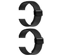 2 Piezas Banda de Reloj de Mujer 10-22MM Correa de Reloj de Metal Tejido de Malla Milán Liberación Rápida Aplicable Al 98% Los Relojes Con Pasador Conexión(Noir,14MM)