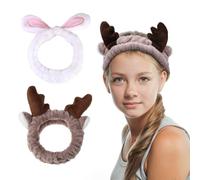 2 Piezas Banda para el Cabello con Maquillaje, Diademas Faciales de Spa, Diademas para el Cabello Elásticas Suaves, Diademas para el Cabello de Lana Coral, para Lavado de la Cara, Maquillaje, Ducha