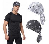 2 Piezas Bandana Hombre y Mujer, Pañuelo Cabeza Transpirable para Ciclismo, Running y Moto, Gorro Pirata con Diseño Paisley, Sotocasco Verano de Secado Rápido