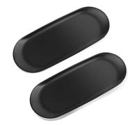 2 Piezas Bandeja - Bandeja Decorativa - Bandeja Decorativa de Acero Inoxidable - 23 X 9,5 cm Ovalada - Bandejas para Postres, Cosméticos, Joyas, Velas, Llaves - Negro