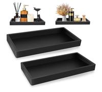 2 Piezas Bandeja De Baño, Bandeja de Silicona Negra,Bandejas Decorativas,Adecuado para Cocina y baño,Tocador,Hogar,Salón,Dormitorio(20 * 10cm)