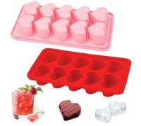 2 Piezas Bandeja de Cubitos de Hielo en Forma de Corazón, Cubitos de Hielo de Corazón, Sin BPA, Cubiteras de Hielo de Silicona, Molde para Cubitos de Hielo para Whisky, Cerveza, Cócteles, Zumo