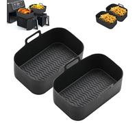2 Piezas Bandeja de Hornear Freidora de Aire Silicona, 2L Cuadrado Accesorios para Ninja Freidoras de Aire, Reutilizable Moldes Silicona Freidora de Aire Cecotec, Bandeja Moldes para Microondas Horno