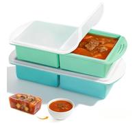 2 Piezas Bandeja de Silicona para Congelador de 2 Taza con Tapa, Moldes de Silicona para Congelador, Recipiente de Silicone para Congelar y Almacenar Sopa, Salsa, Porciones de 500ml