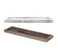 2 Piezas Bandeja Decorativa de Madera Rectangular, 43cm Rústica | Centro de Mesa para Salón y Encimera, Estilo Farmhouse, para Tealights y Adornos