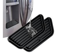 2 Piezas Bandeja Goteo Nevera, Silicona Bandeja de Goteo para Refrigerador Reutilizable Bandeja de Goteo Frigorifico, Antideslizante Alfombrilla de Goteo para Ge, Whirlpool, Samsung Otros, Negro