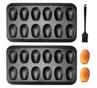 2 Piezas Bandeja para magdalenas con antiadherente PTFE PFOA y BPA robusta de acero al carbono de 1 mm de grosor Molde con capacidad para 12 magdalenas 40x 22.8 Negro