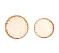 2 Piezas Bandeja Redonda para Aperitivos Tejida a Mano en Ratan, Estilo Artesanal Tradicional, Bandeja Decorativa Ecológica para Frutas y Snacks, Diámetro 30 cm y 35 cm (Blanca)