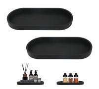 2 Piezas Bandejas Decorativas Bandeja Baño Bandeja Negra para Tocador Bañera Fregadero de Cocina y Baño (Oval)