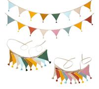 2 Piezas Banderines de Tela Infantiles, 3,1M Banderines de Fiesta para Habitación Infantil, Guirnalda de Banderine Infantiles, Guirnalda de Banderines para Habitación Infantil, Banderines Triangulares