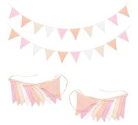 2 Piezas Banderines de Tela Infantiles,Guirnalda de Tela Rosa de 2,8 m,Guirnalda de Banderine Infantiles,Guirnalda de Banderines para Habitación Infantil,Banderines Decorativos,Banderines Triangulares