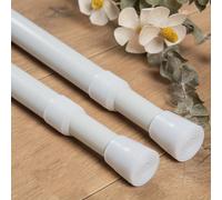 2 Piezas Barra Cortinas Extensible Cortina Blanca no es Necesario Taladrar con Soporte para Cocina baño Armario y Ventana (100-180cm,Blanco)