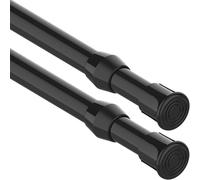 2 Piezas Barra Extensible Cortina Ducha no es Necesario Taladrar con Soporte para Cocina baño Armario y Ventana 30-45cm,Negro