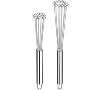 2 Piezas Batidor Acero Inoxidable, Varilla para Batir, Batidor de Alambre, 10 pulgadas y 12 pulgadas Acero Inoxidable Mano Batidor de Huevos para Cocinar, Mezclar, Batir, Batir, Revolver (Plata)