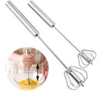 2 Piezas Batidores de Huevos, Batidor Manual Semiautomático Multifuncional, Batidor Acero Inoxidable, Batidor de Leche, Varillas de Cocina, Batidor Giratorio, para Mezclar, Batir, Espumar