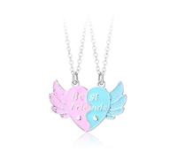 2 Piezas BFF Collares Imán Con Colgante de Corazón Alas, Best Friends, Juego de la Amistad, Joyería Regalo de San Valentín para Niñas Madre Amigos Hermanas