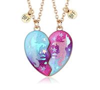 2 Piezas BFF Collares Unicornio Noche Estrellada, Best Friends Collar con Colgante de Corazón, Collar de Amistad Magnéticos, Joyería de Amistad de San Valentín para Mujeres Niñas Hermanas Amigas