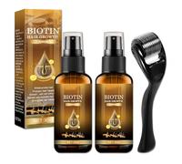 2 Piezas Biotin Hair Growth Serum, con 5mm Derma Roller, Biotina para el Pelo Spray, Aceite de Biotina para Crecer el Pelo, Esencia en Spray para Estimular el Crecimiento del Cabello/Barba