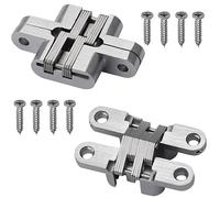 2 piezas bisagras ocultas invisibles cruzadas de aleación de zinc de 180 grados para herrajes de muebles puerta plegable (70mm)