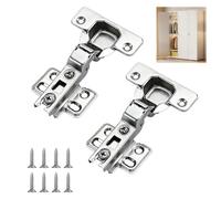 2 Piezas Bisagras Puertas Cocina, Refuerzo Bisagras Armario, Bisagras Recubridoras para Puertas de Cocina, Distancia Bisagras Armario Dormitorio, para Reformas del Hogar, Fácil de Instalar
