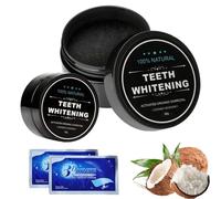 2 Piezas Blanqueador Dental Blanqueador De Dientes Blanqueamiento Dental Polvo Blanqueador De Dientes Con Carbón Activado Gratis 2 Paquetes De Tiras Blanqueadoras De Dientes