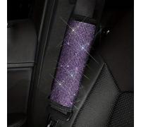2 Piezas Bling Cojinetes de cinturón de seguridad para coches Rhinstone Cubiertas del cinturón de seguridad del coche Cojines Mujeres Universal Accesorios para coches interiores Púrpura