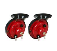 2 Piezas Bocina Coche Potente 300DB, Bocinas Camion Impermeable, Un Par Claxon Eléctricos 12V, Claxon Coche Adecuados para Automóviles/Motocicletas/Vehículos Eléctricos/Cuerno de Caracol (Rojo)