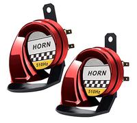 2 Piezas Bocina Coche Potente de 12V 300DB, Bocinas Camion Bocina Coche Potente Tren, Claxon Coche Eléctricos Claxon Moto Universal, Motocicletas Vehículos Cuerno de Caracol Eléctrico (Rojo)
